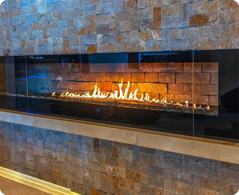Sleek wall-mounted fireplace design