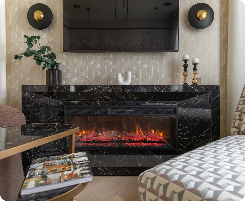 Stylish interior featuring geometric patterns and decor