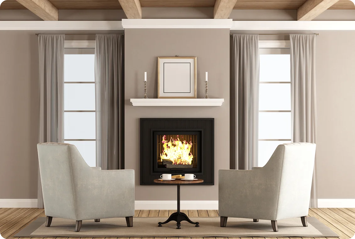 Elegant living room with fireplace
